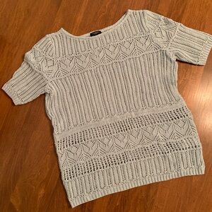 Talbots Light Blue Loose Knit Short Sleeve Sweater